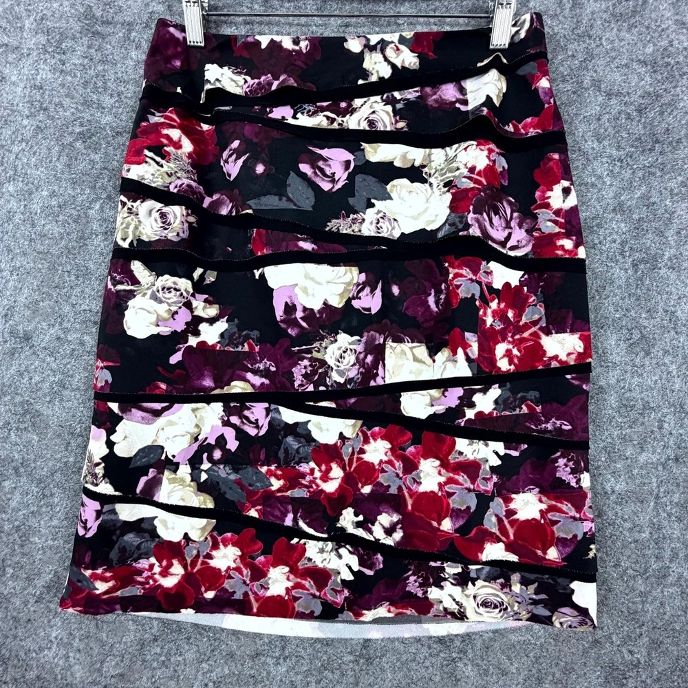 White House Black Market Pencil Skirt Womens 4 Multicolor Floral Tiered‎ Career